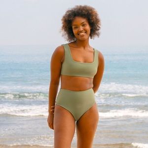 aerie scoop high waisted bikini set